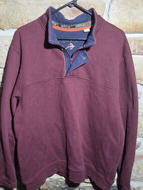 Orvis Men's XL Quarter-Zip Pullover Sweatshirt Maroon Burgundy Fly Fishing Snap